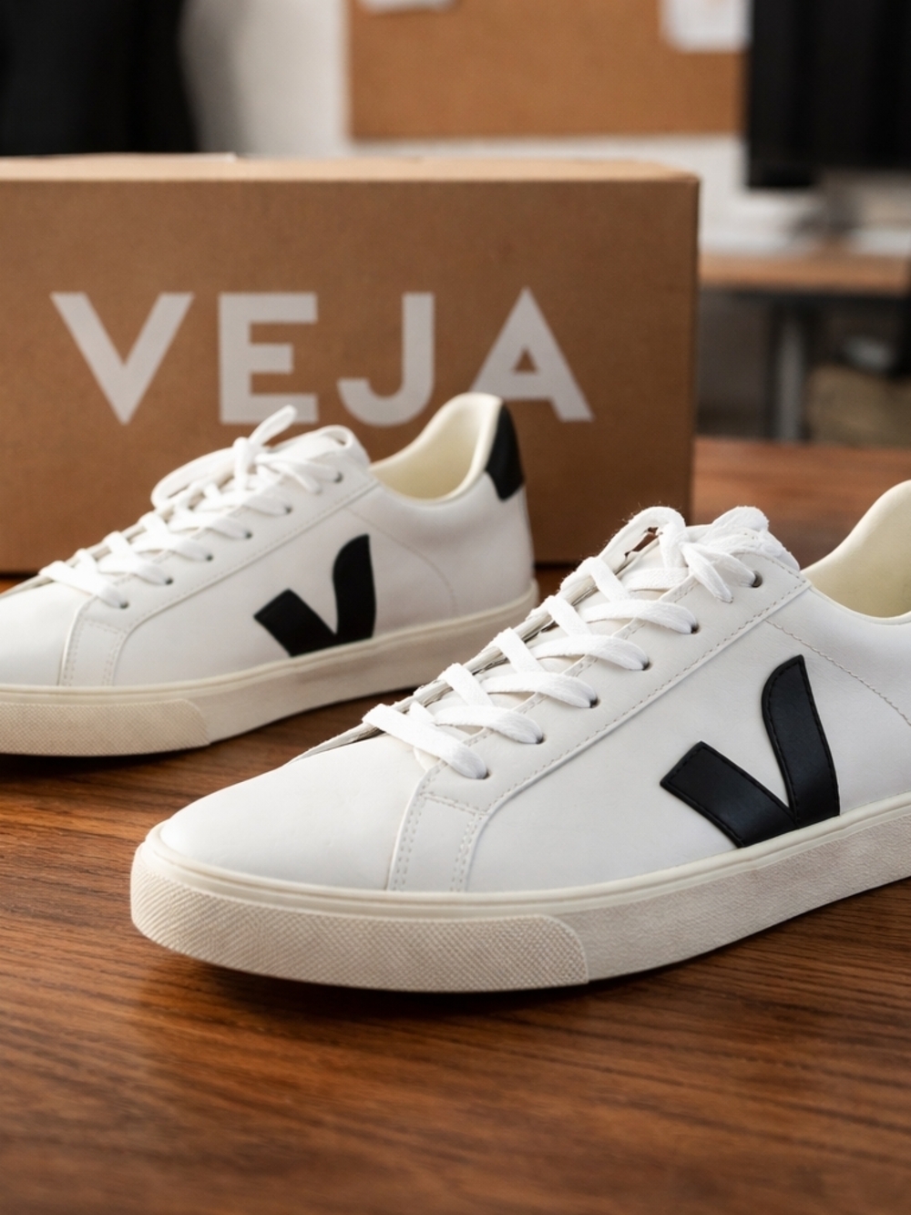 Veja Esplar Logo Leather White Black Women Casual Lifestyle Shoes